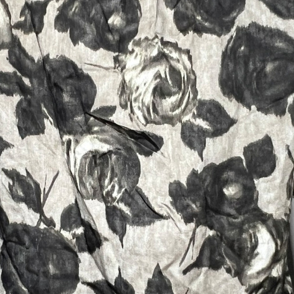 Talbots Shirt Womens 14 Black Gray Floral Flowers Puff Sleeve Roses Romantic - Picture 6 of 8